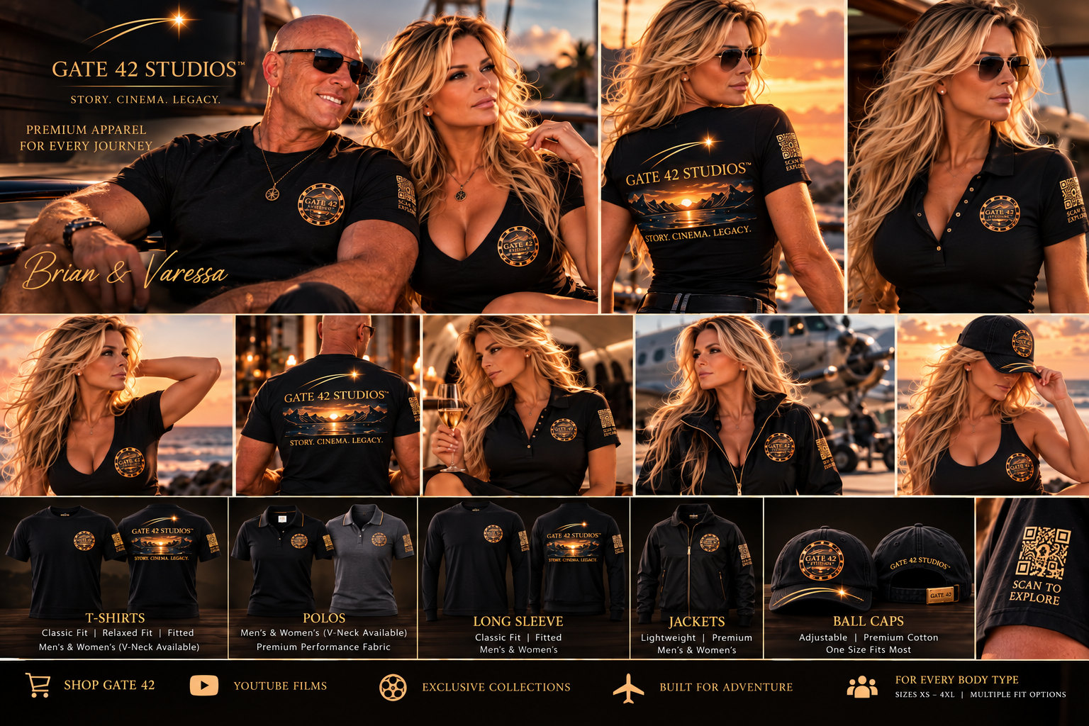 Gate 42 Studios full apparel collection — t-shirts, polos, long sleeve, jackets and ball caps. Coming soon.